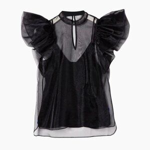 SIMKHAI | Corina Organza Ruffle-Sleeve Top